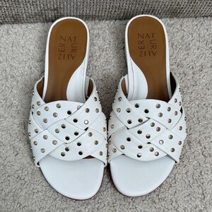 Naturalizer White Studded Sandals